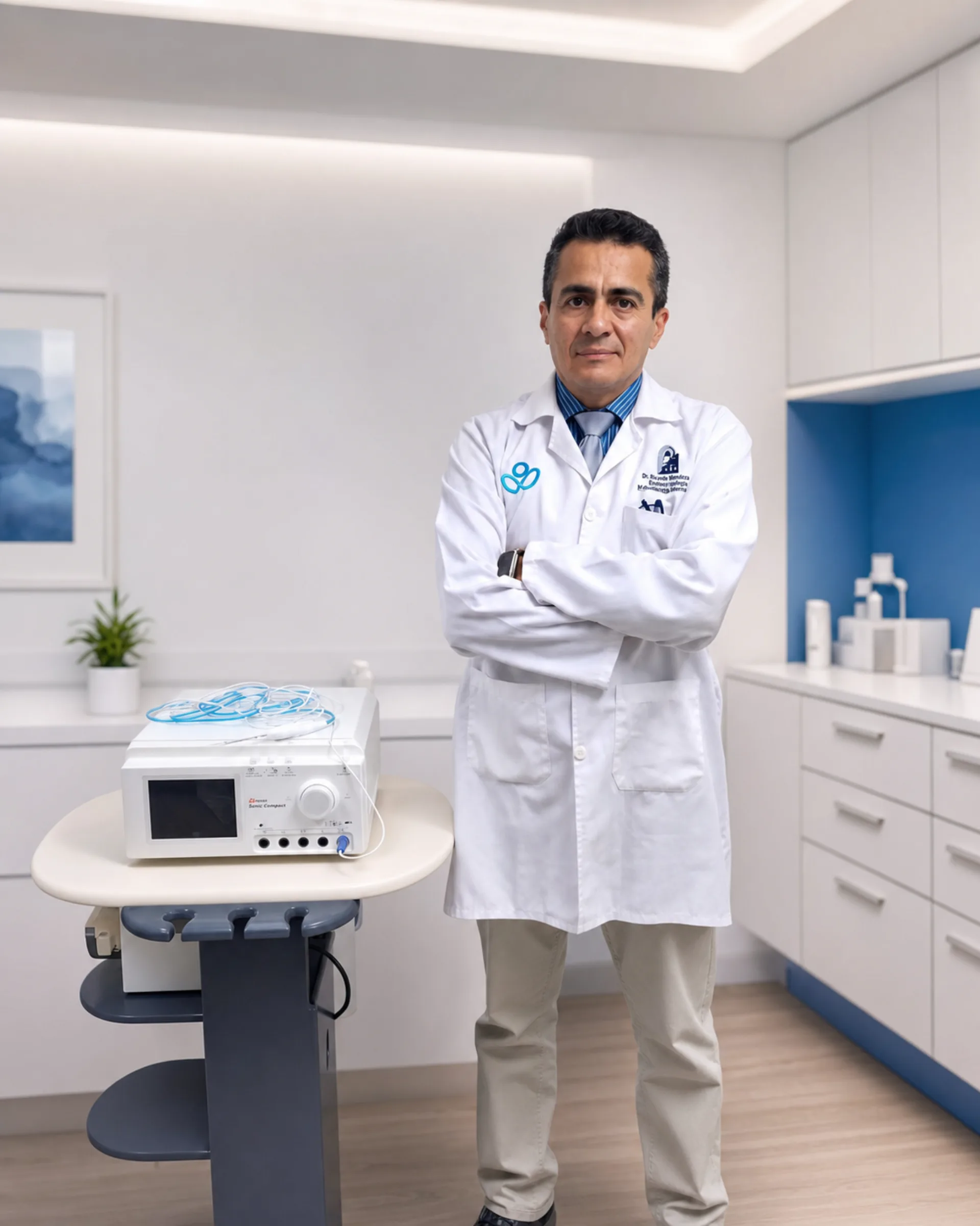 Dr. Ricardo Mendoza junto al generador STARmed VIVA RF