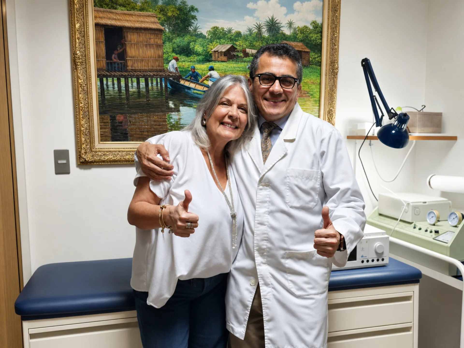 Dr. Ricardo Mendoza en el consultorio junto al sistema de radiofrecuencia